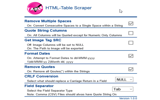 HTML Table Scraper  from Chrome web store to be run with OffiDocs Chromium online