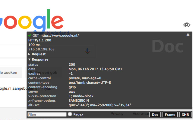 HTTP Header Spy  from Chrome web store to be run with OffiDocs Chromium online