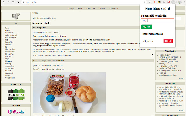 hup blogszűrő  from Chrome web store to be run with OffiDocs Chromium online