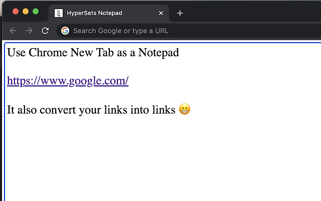 HyperSets Notepad  from Chrome web store to be run with OffiDocs Chromium online