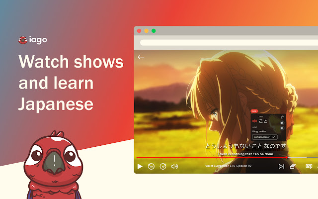 Iago Learn Japanese through TV  from Chrome web store to be run with OffiDocs Chromium online