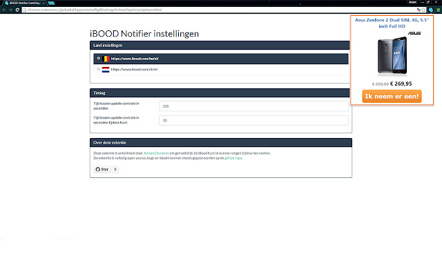 iBOOD notifier  from Chrome web store to be run with OffiDocs Chromium online