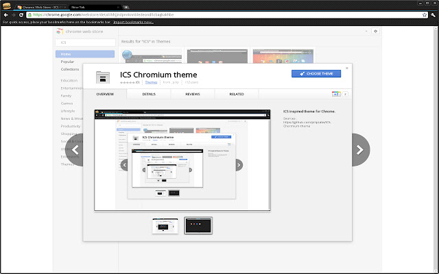 ICS Chromium theme  from Chrome web store to be run with OffiDocs Chromium online