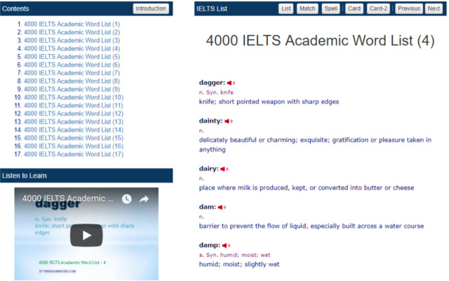 IELTS Academic Word List  from Chrome web store to be run with OffiDocs Chromium online