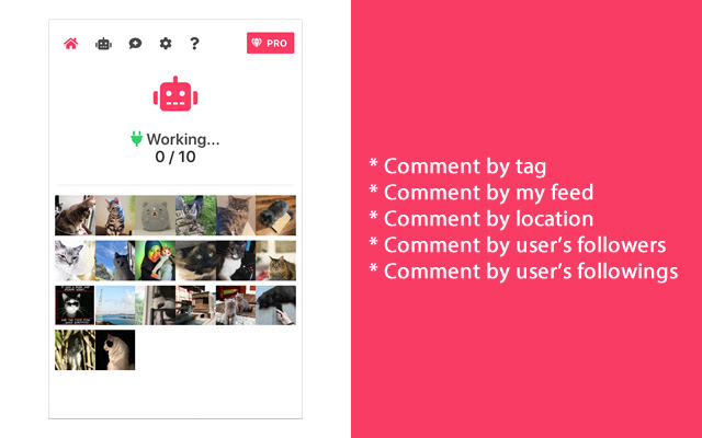 IG Commenter Comment Bot for Instagram  from Chrome web store to be run with OffiDocs Chromium online