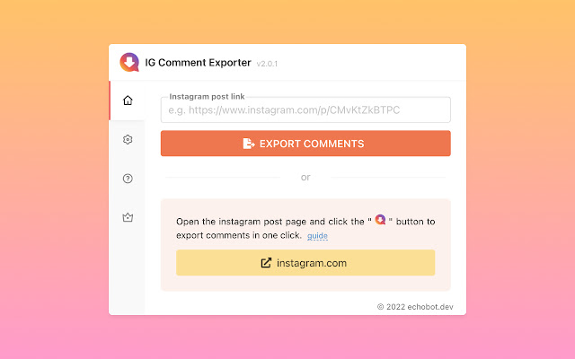 IGCommentExporter Export Instagram Comment  from Chrome web store to be run with OffiDocs Chromium online