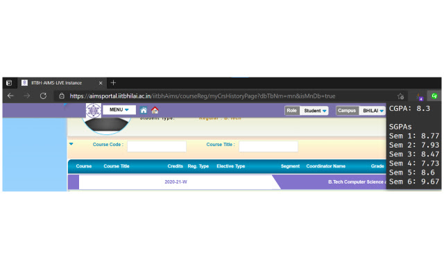 IITBh CGPA  from Chrome web store to be run with OffiDocs Chromium online