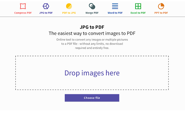 Image to PDF Converter Smallpdf.com  from Chrome web store to be run with OffiDocs Chromium online