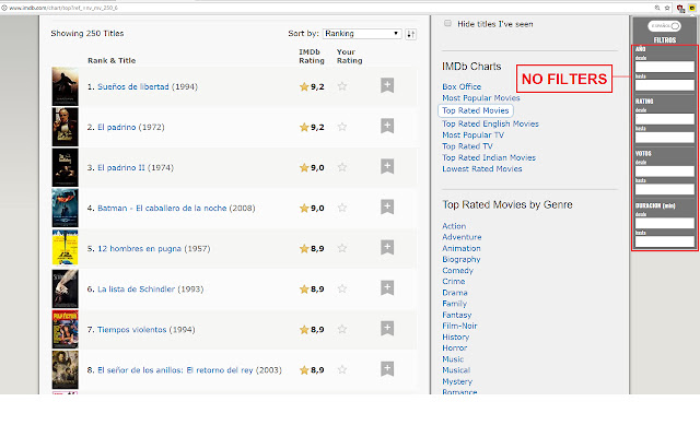 IMDb Filters  from Chrome web store to be run with OffiDocs Chromium online