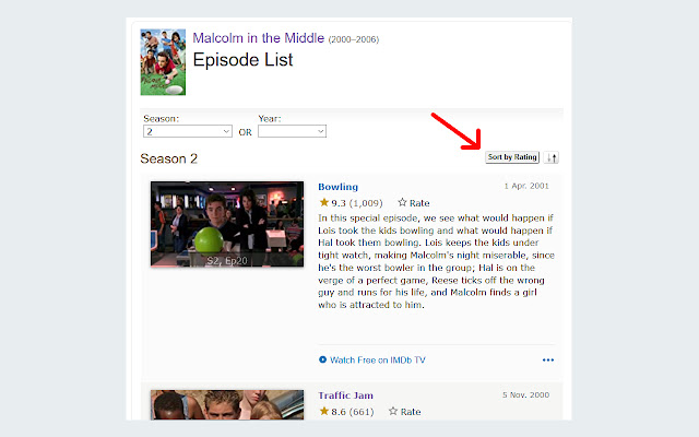 IMDb Sort Episodes By Rating  from Chrome web store to be run with OffiDocs Chromium online