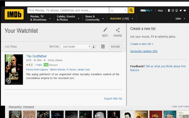 Imdb Watchlist Random Movie Generator  from Chrome web store to be run with OffiDocs Chromium online