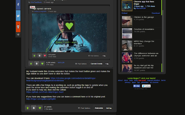 imgur heart  from Chrome web store to be run with OffiDocs Chromium online