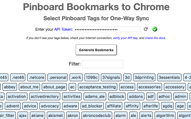 Import Pinboard Bookmarks to Chrome  from Chrome web store to be run with OffiDocs Chromium online