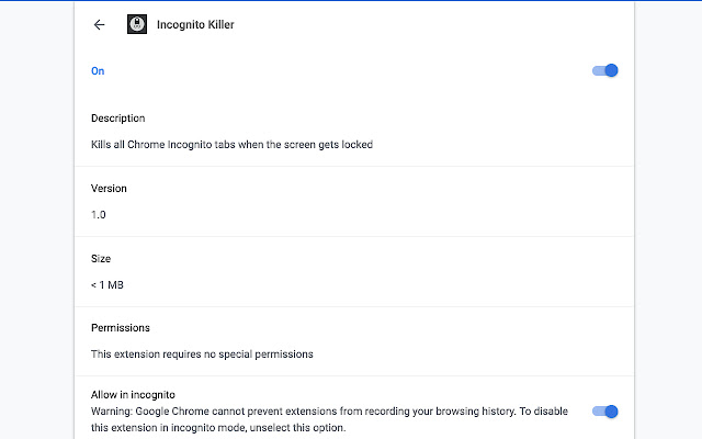 Incognito Killer  from Chrome web store to be run with OffiDocs Chromium online