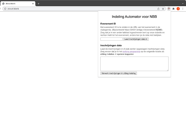 Indeling Automator voor NBB  from Chrome web store to be run with OffiDocs Chromium online