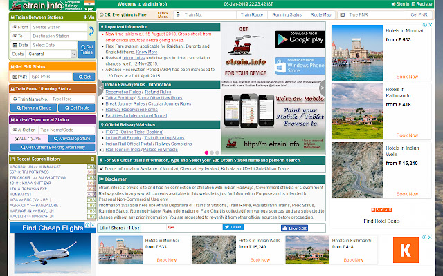 Indian Railways @etrain.info  from Chrome web store to be run with OffiDocs Chromium online