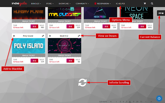 IndieGala Helper  from Chrome web store to be run with OffiDocs Chromium online