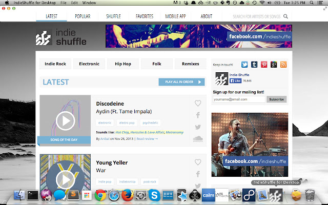 Indie Shuffle na komputer ze sklepu internetowego Chrome do uruchomienia z OffiDocs Chromium online