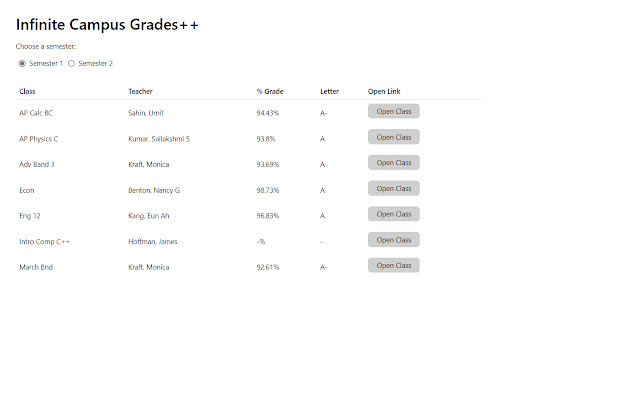 Infinite Campus Grades++ from Chrome web store to be run with OffiDocs Chromium online Infinite Campus Grades++ from Chrome web store to be run with OffiDocs Chromium online
