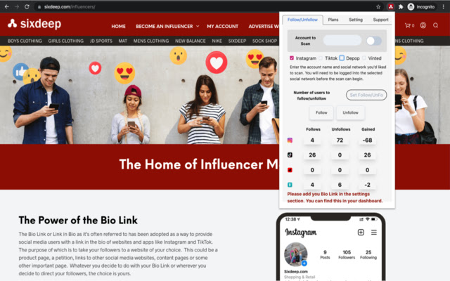 Influencer Network Builder  from Chrome web store to be run with OffiDocs Chromium online