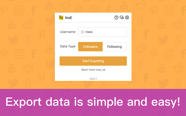InsE Email Exporter of Instagram Followers  from Chrome web store to be run with OffiDocs Chromium online
