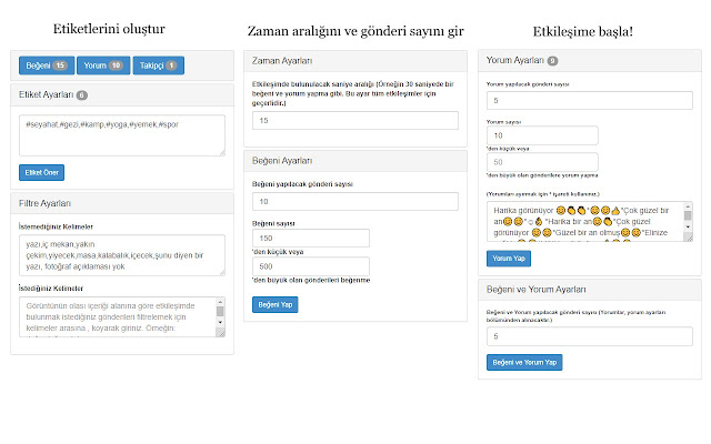 Instagram Etkileşim Aracı  from Chrome web store to be run with OffiDocs Chromium online