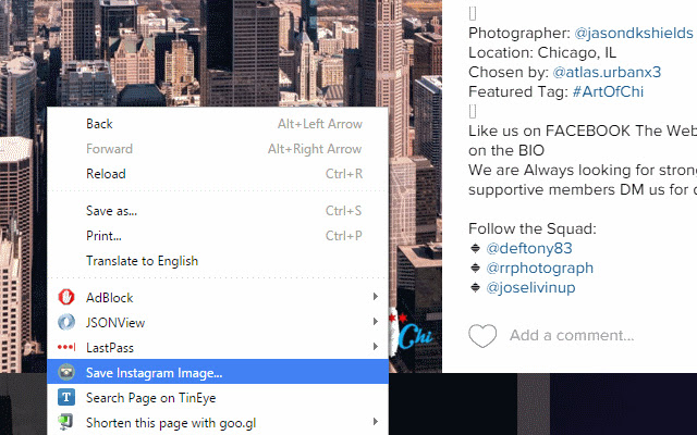 Instant Save for Instagram and Flickr  from Chrome web store to be run with OffiDocs Chromium online