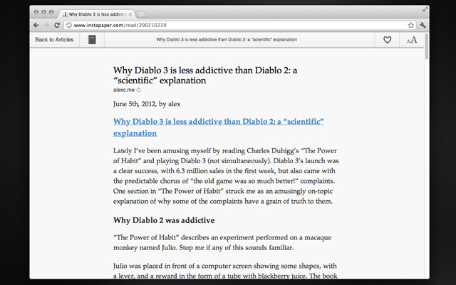 Instapaper Restyled  from Chrome web store to be run with OffiDocs Chromium online