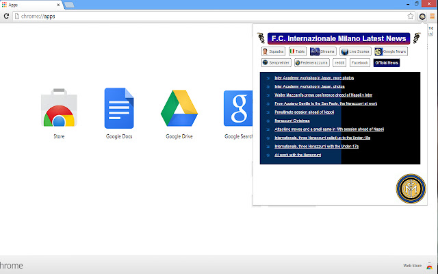 Inter Milan News App  from Chrome web store to be run with OffiDocs Chromium online