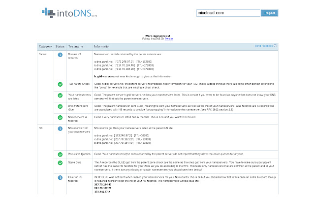 IntoDNS Chrome  from Chrome web store to be run with OffiDocs Chromium online