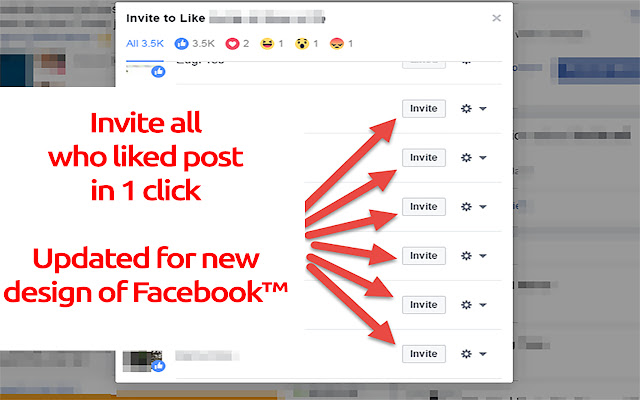 Invite all post likers for Facebook™  from Chrome web store to be run with OffiDocs Chromium online