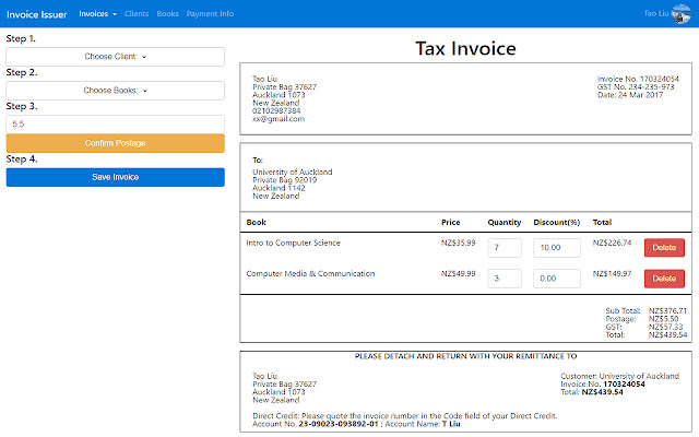 Invoice Issuer  from Chrome web store to be run with OffiDocs Chromium online