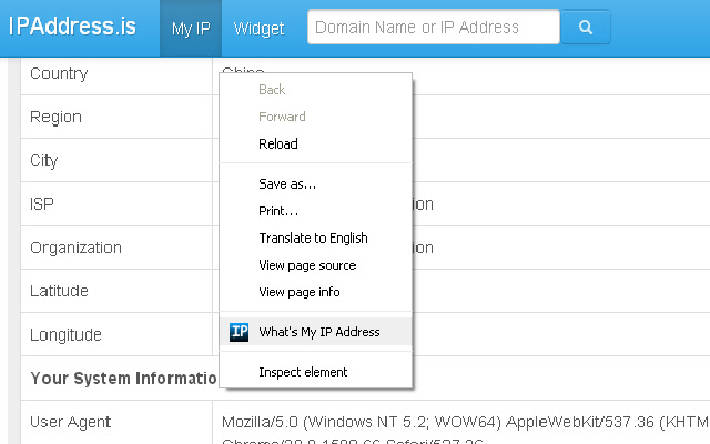 IPaddress.is IP address lookup  from Chrome web store to be run with OffiDocs Chromium online