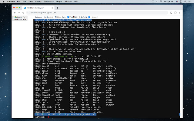 IRC Client for Browser  from Chrome web store to be run with OffiDocs Chromium online