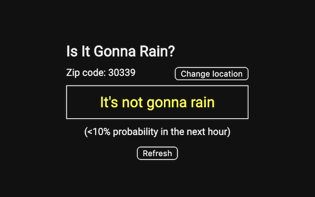 Is It Gonna Rain?  from Chrome web store to be run with OffiDocs Chromium online