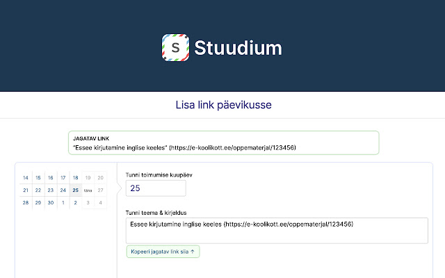 Jaga Stuudiumisse  from Chrome web store to be run with OffiDocs Chromium online