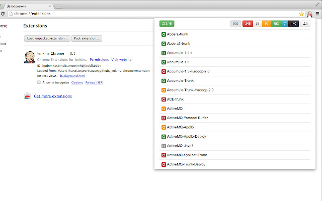 Jenkins Monitor  from Chrome web store to be run with OffiDocs Chromium online