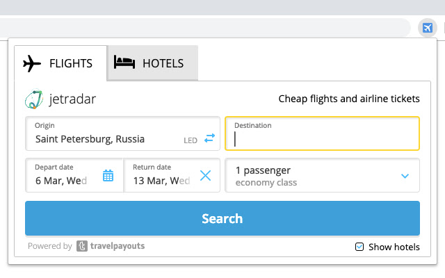 JetRadar Cheap Flights  Airline tickets  from Chrome web store to be run with OffiDocs Chromium online