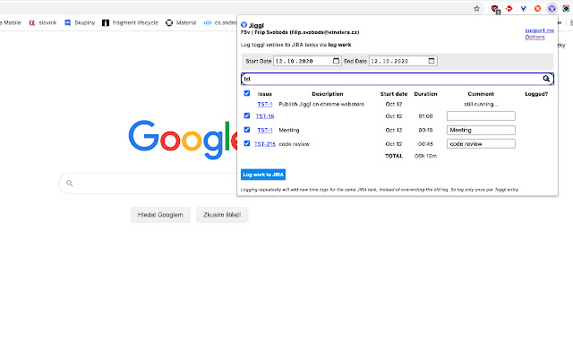 Jiggl (Jira  Toggl Tools)  from Chrome web store to be run with OffiDocs Chromium online