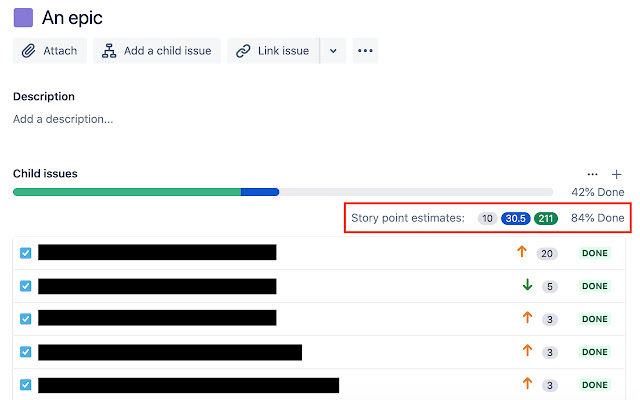 Jira epic estimates summarizer  from Chrome web store to be run with OffiDocs Chromium online
