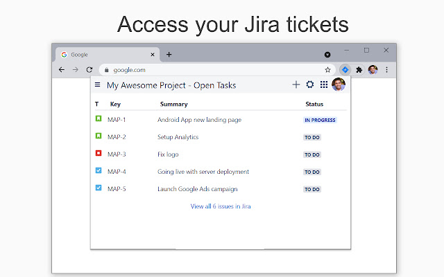 Jira for Chrome  from Chrome web store to be run with OffiDocs Chromium online