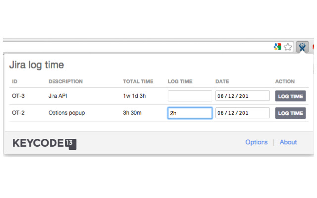 Jira Log Time  from Chrome web store to be run with OffiDocs Chromium online