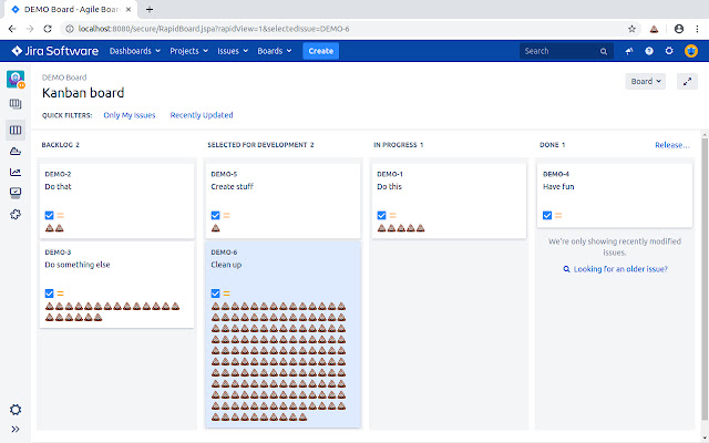 JIRA Pile of Poo  from Chrome web store to be run with OffiDocs Chromium online