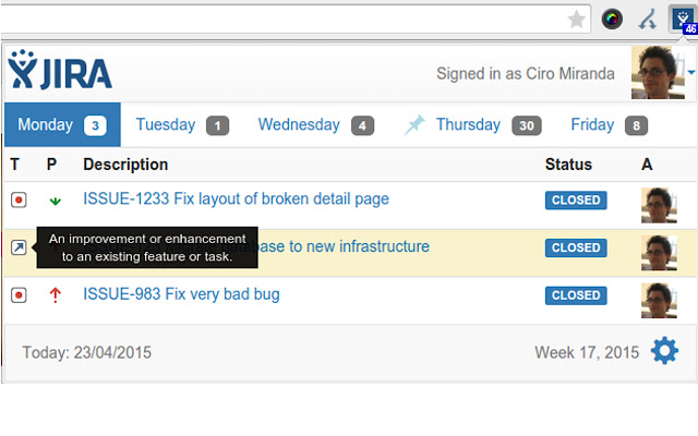 Jira Watcher  from Chrome web store to be run with OffiDocs Chromium online