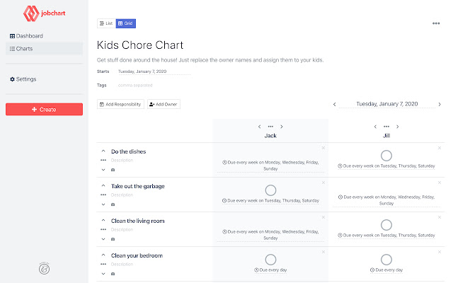 jobchart.io  from Chrome web store to be run with OffiDocs Chromium online