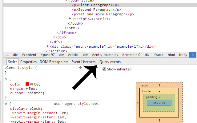 jQuery Inspector  from Chrome web store to be run with OffiDocs Chromium online