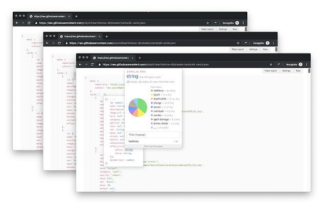 JsonDiscovery  from Chrome web store to be run with OffiDocs Chromium online