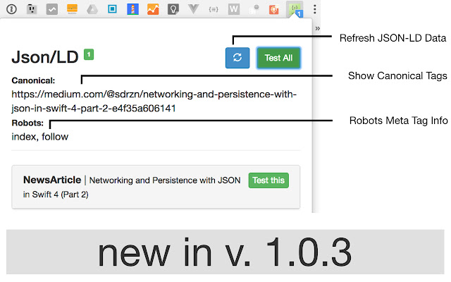 JSON LD Tester  from Chrome web store to be run with OffiDocs Chromium online