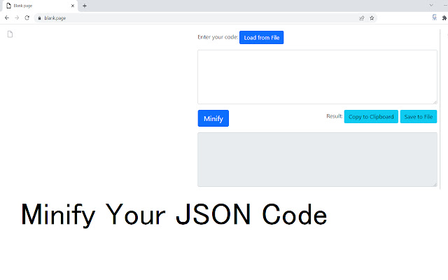 JSON Minifier  from Chrome web store to be run with OffiDocs Chromium online