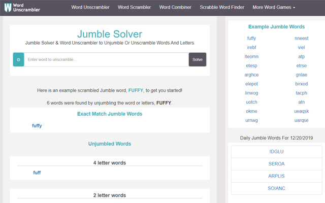 Jumble Solver  from Chrome web store to be run with OffiDocs Chromium online